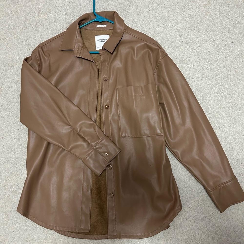 Abercrombie Tan Faux Leather Shirt
